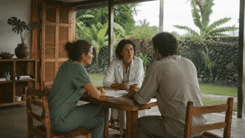 Image illustrant une concertation multidisciplinaire entre différents professionnels de santé et du bien-être au sein du centre NÛMA afin de construire un accompagnement personnalisé et coordonné autour de la santé globale et de la prévention.